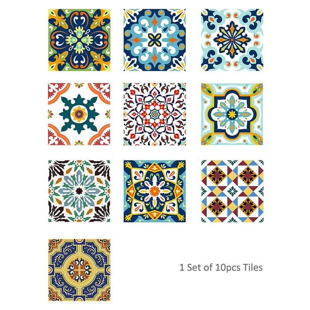 24 Pcs Traditional Tile Transfers Stickers Wall Vintage Victorian Retro Mosaic